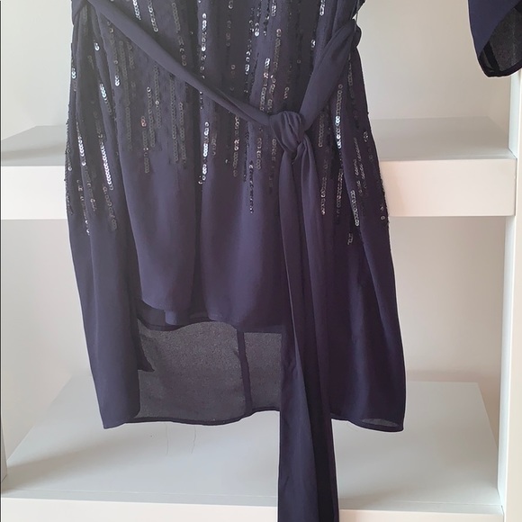 Halston Heritage Navy Kimono Cocktail Dress - Picture 5 of 7